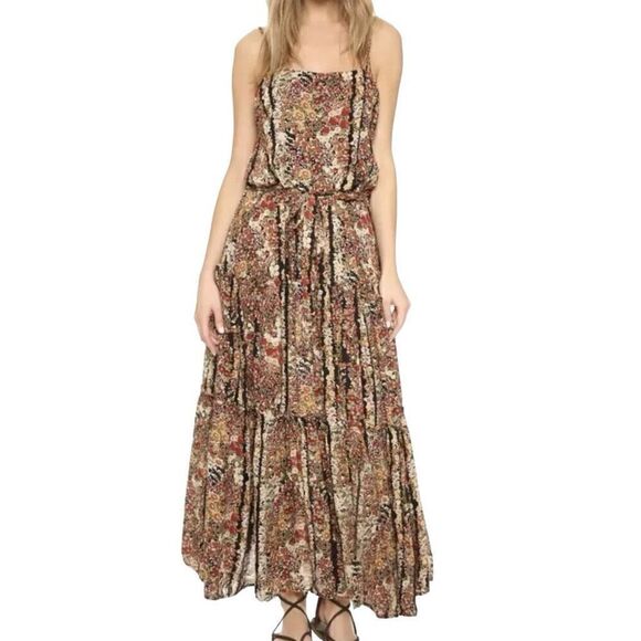Free People Dresses & Skirts - Free People Valerie Tiered Open Back Spaghetti Strap Floral Maxi Dress Size XS